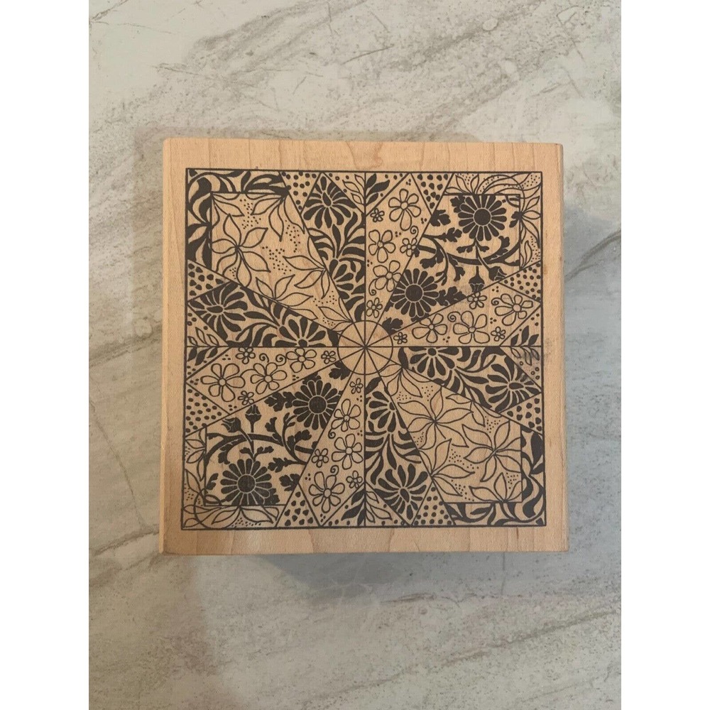 Floral Deco Mosaic, Large MAGENTA Rubber Stamp UNUSED Flowers Plants
